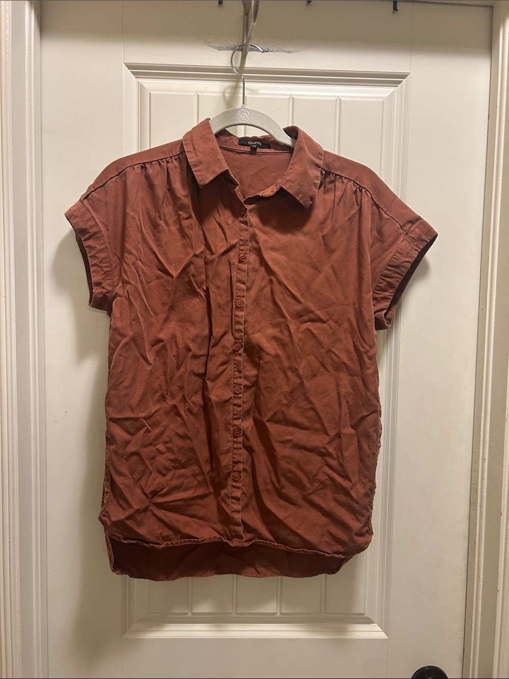Quince Rust-Tone Button-Front Blouse - Picture 1 of 5